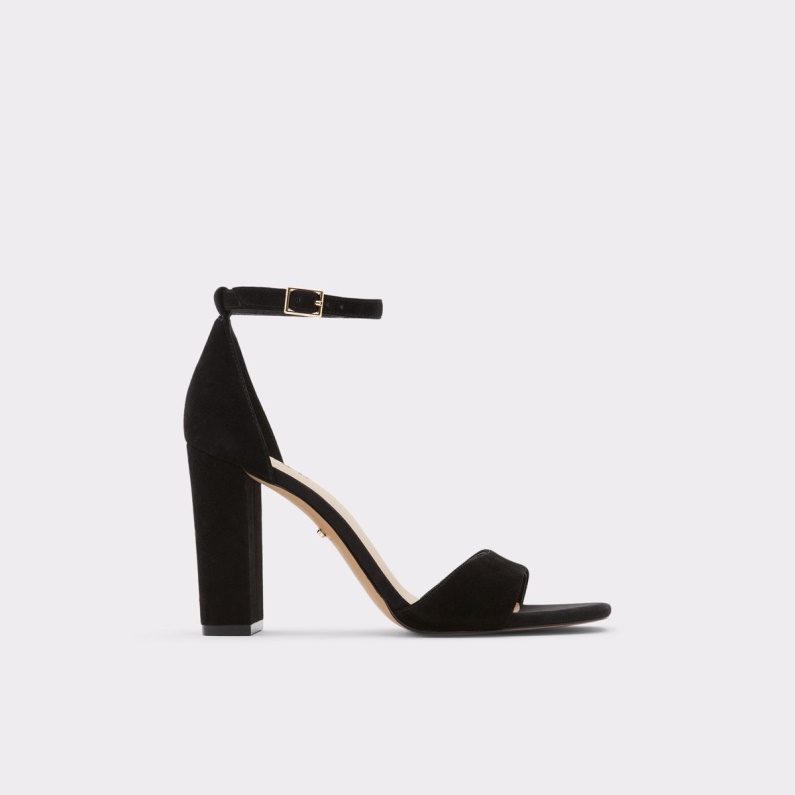 Aldo Fashion Enaegyn Ankelrem Sandal Med Klack I Svart Lädermocka