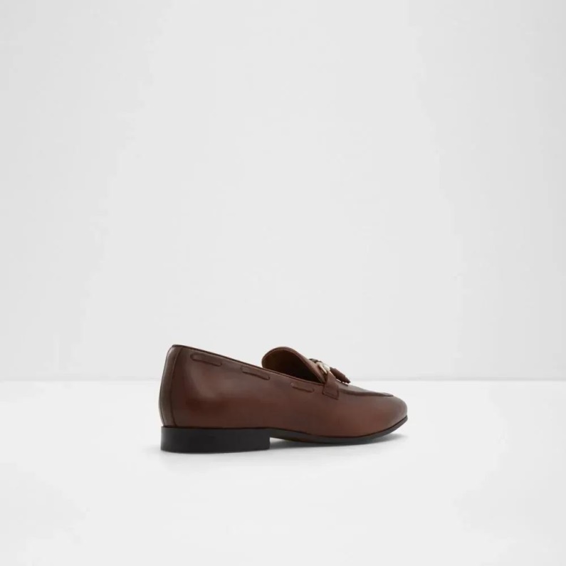 Aldo Mellanbrun Mode Stokhid Slip On Läder Loafer För Män