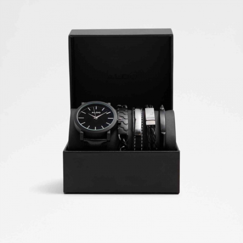 Aldo Fashion Svart Chearien Klocka Och Armband Set